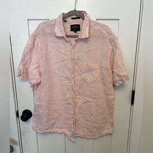 Rodd & Gunn Button Up Shirt Size 3XL Sports Fit Woven In Italy 100% Linen Preppy